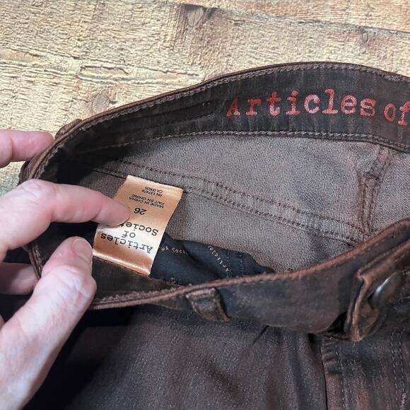 Articles of Society | Women's Chocolate Brown Denim Mya Skinny Jeans Sz 26 - Picture 3 of 5
